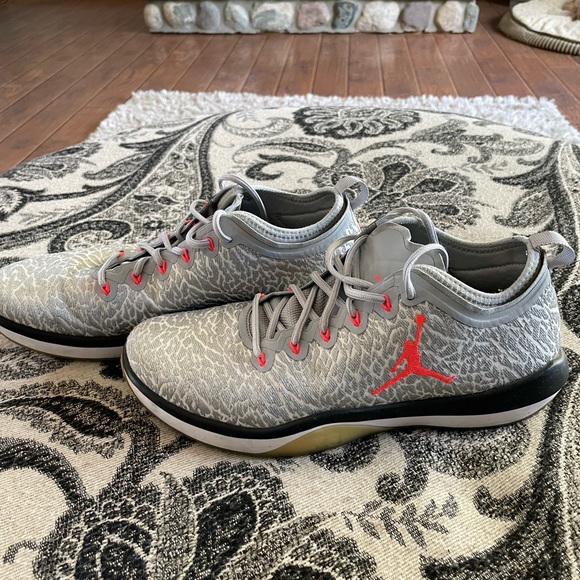 Nike Air Jordan basketball shoes. Size 11.5 gray, silver fluorescent red. - Picture 1 of 8